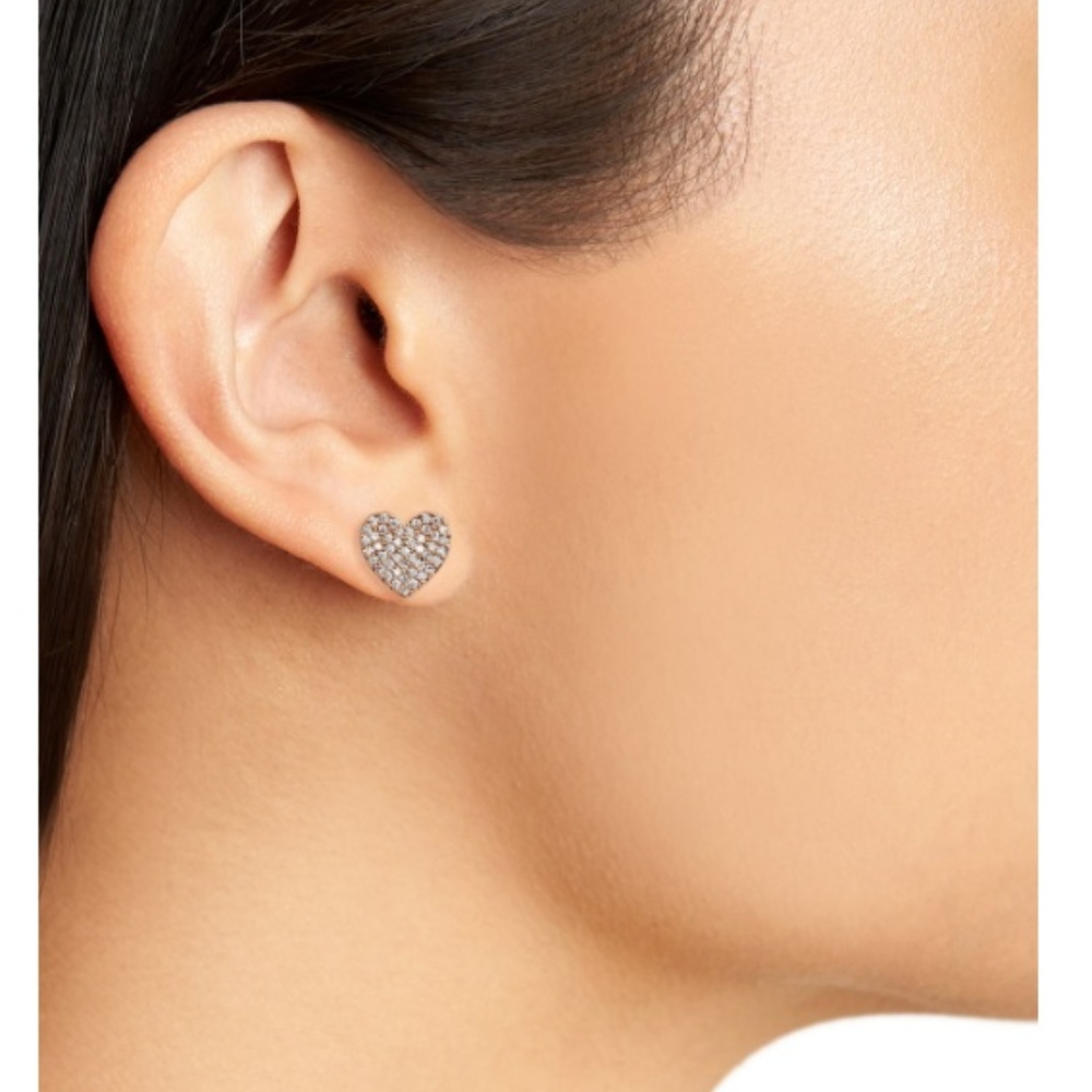 Designer Heart Gold Plated Pave Earrings